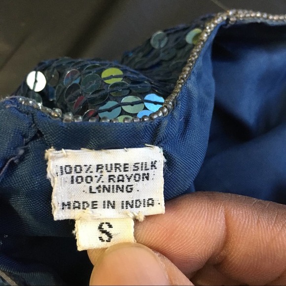 Scala Silk Blue Sequin Sheath Dress S - Picture 5 of 6